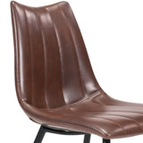 Homeroots Set Of Two Brown And Black Upholstered Faux Leather Dining Side Chairs  Metal 394641