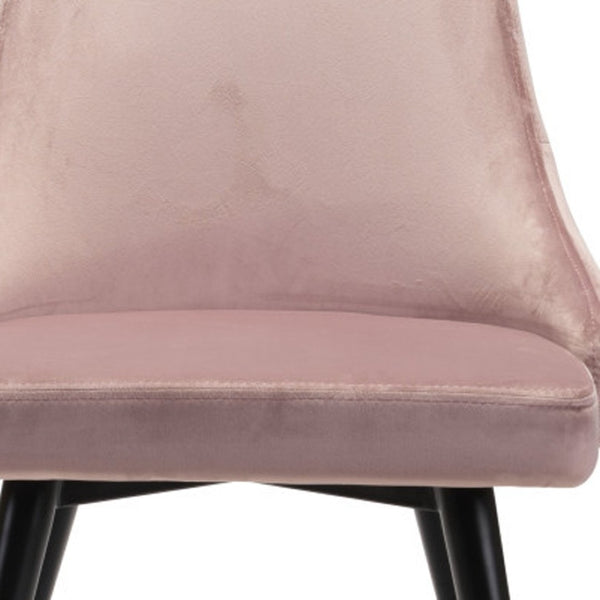 HomeRoots Set of Two Elegant Tufted Velvet Windsor Back Chairs in Pink and Black - Perfect Dining Accent! 394647