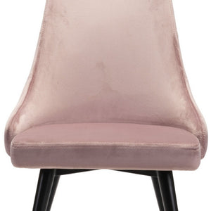 HomeRoots Set of Two Elegant Tufted Velvet Windsor Back Chairs in Pink and Black - Perfect Dining Accent! 394647