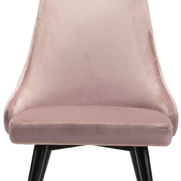 HomeRoots Set of Two Elegant Tufted Velvet Windsor Back Chairs in Pink and Black - Perfect Dining Accent! 394647