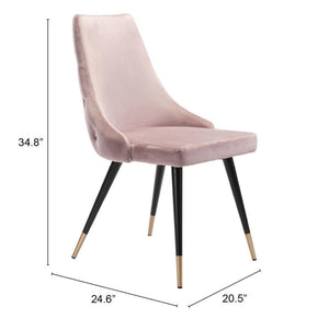 HomeRoots Set of Two Elegant Tufted Velvet Windsor Back Chairs in Pink and Black - Perfect Dining Accent! 394647