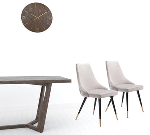 Homeroots Set Of Two Tufted Gray And Black Upholstered Velvet Windsor Back Dining Side Chairs  Metal 394648