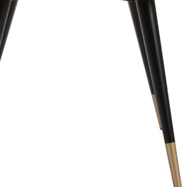 HomeRoots Set of Two Stylish Tufted Velvet Windsor Dining Chairs in Yellow & Black for Chic Spaces 394650