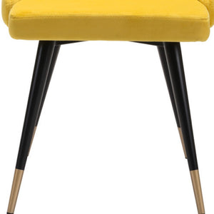 HomeRoots Set of Two Stylish Tufted Velvet Windsor Dining Chairs in Yellow & Black for Chic Spaces 394650