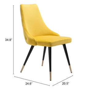 HomeRoots Set of Two Stylish Tufted Velvet Windsor Dining Chairs in Yellow & Black for Chic Spaces 394650