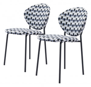 Homeroots Set Of Two Black And White And Black Upholstered Dining Side Chairs  Metal 394659