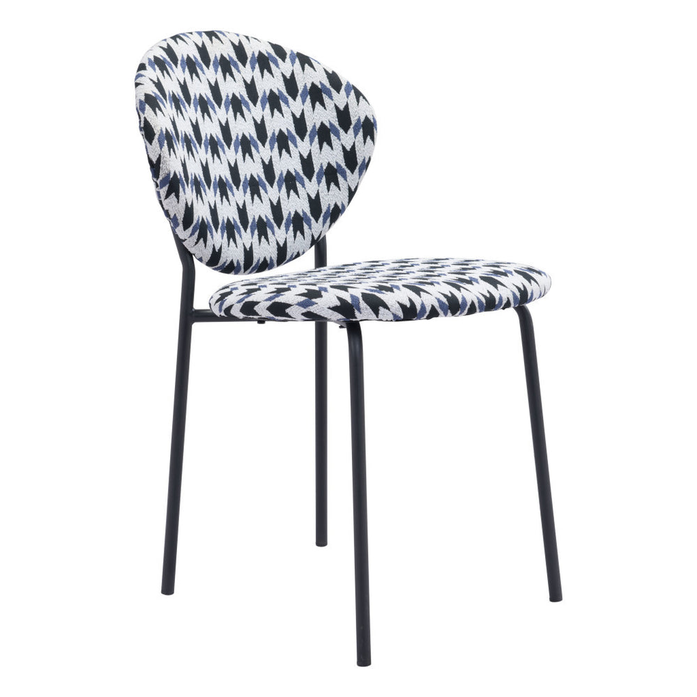 Homeroots Set Of Two Black And White And Black Upholstered Dining Side Chairs  Metal 394659