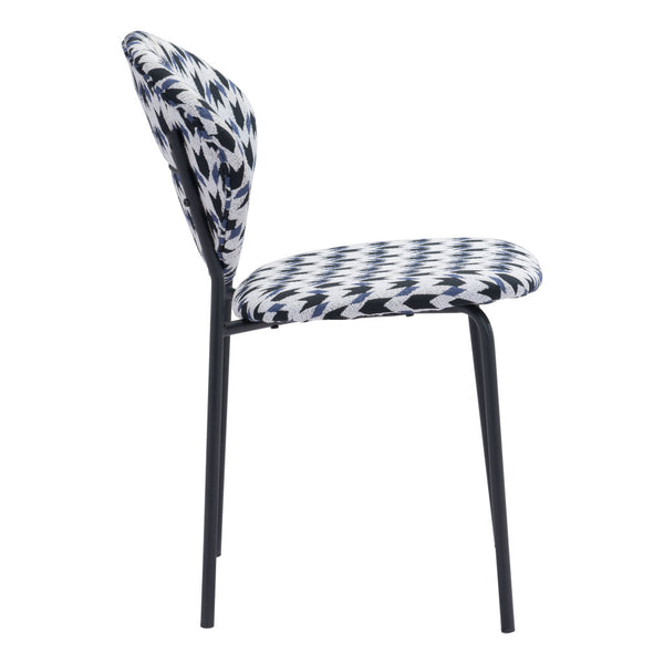 Homeroots Set Of Two Black And White And Black Upholstered Dining Side Chairs  Metal 394659