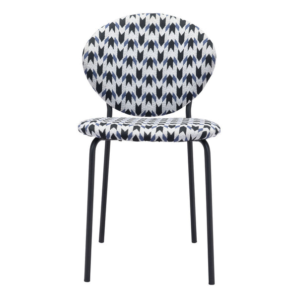 Homeroots Set Of Two Black And White And Black Upholstered Dining Side Chairs  Metal 394659