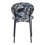 Homeroots Set Of Two Blue Black And White Tropical Design Dining Or Side Chairs  Metal 394662