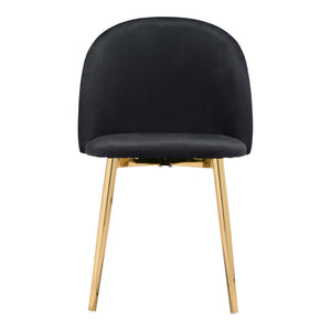 Homeroots Set Of Two Black And Gold Upholstered Polyester Dining Side Chairs  Metal 394669