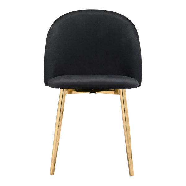 Homeroots Set Of Two Black And Gold Upholstered Polyester Dining Side Chairs  Metal 394669