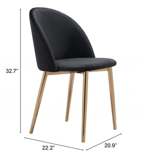 Homeroots Set Of Two Black And Gold Upholstered Polyester Dining Side Chairs  Metal 394669