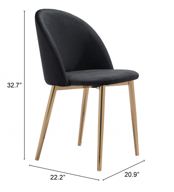 Homeroots Set Of Two Black And Gold Upholstered Polyester Dining Side Chairs  Metal 394669