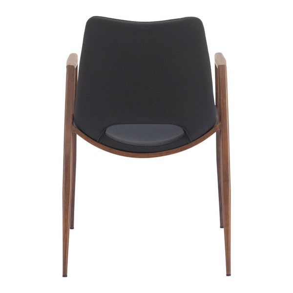 Homeroots Set Of Two Black And Brown Upholstered Faux Leather Open Back Dining Arm Chairs  Wood 394674