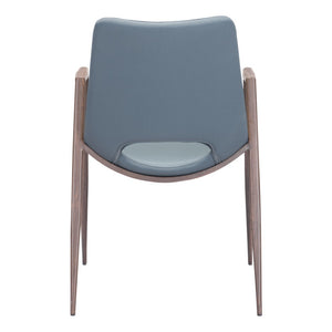 HomeRoots Set of Two Stylish Gray Faux Leather Open Back Dining Armchairs with Brown Metal Legs & Comfort 394675