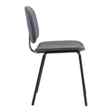 Homeroots Set Of Two Gray And Black Upholstered Faux Leather Open Back Dining Side Chairs  Metal 394682