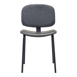 Homeroots Set Of Two Gray And Black Upholstered Faux Leather Open Back Dining Side Chairs  Metal 394682