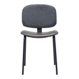 Homeroots Set Of Two Gray And Black Upholstered Faux Leather Open Back Dining Side Chairs  Metal 394682