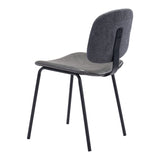 Homeroots Set Of Two Gray And Black Upholstered Faux Leather Open Back Dining Side Chairs  Metal 394682