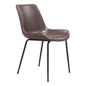 Homeroots Set Of Two Brown And Black Upholstered Faux Leather Dining Side Chairs  Metal 394697