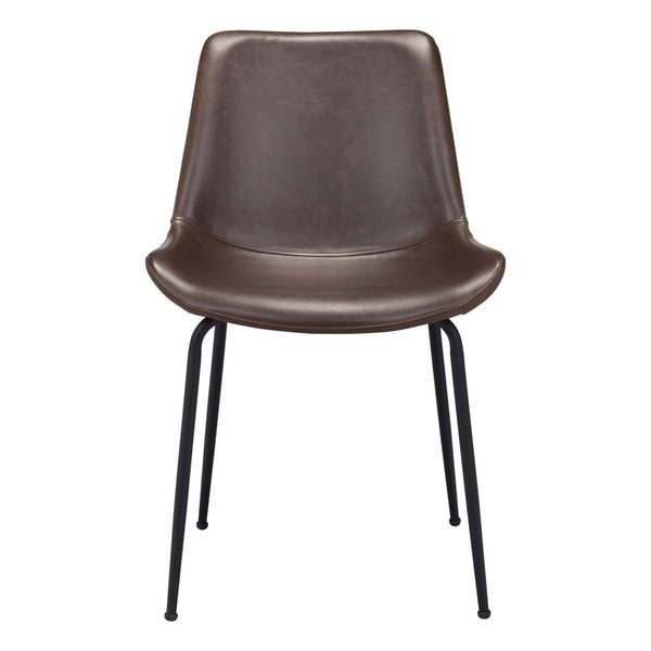 Homeroots Set Of Two Brown And Black Upholstered Faux Leather Dining Side Chairs  Metal 394697