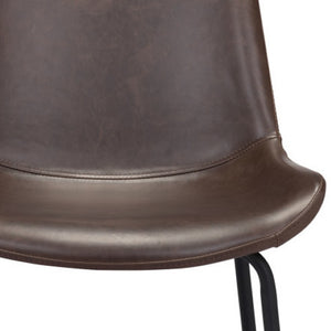 HomeRoots Set of Two Modern Brown Faux Leather Dining Chairs with Sturdy Black Steel Legs for Versatile Use 394697