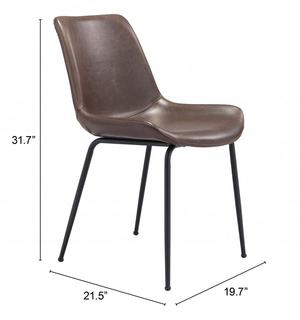 Homeroots Set Of Two Brown And Black Upholstered Faux Leather Dining Side Chairs  Metal 394697