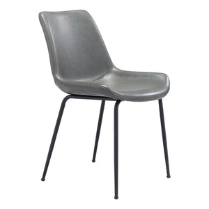 Homeroots Set Of Two Gray And Black Upholstered Faux Leather Dining Side Chairs  Metal 394698