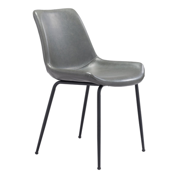 Homeroots Set Of Two Gray And Black Upholstered Faux Leather Dining Side Chairs  Metal 394698