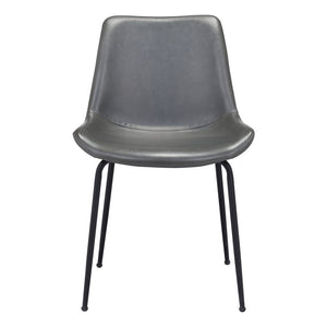 Homeroots Set Of Two Gray And Black Upholstered Faux Leather Dining Side Chairs  Metal 394698