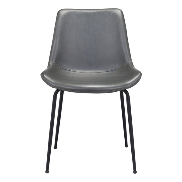 Homeroots Set Of Two Gray And Black Upholstered Faux Leather Dining Side Chairs  Metal 394698
