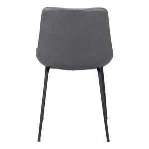 Homeroots Set Of Two Gray And Black Upholstered Faux Leather Dining Side Chairs  Metal 394698