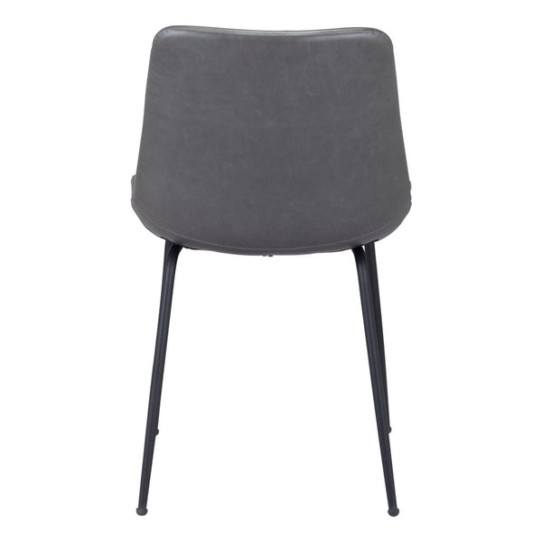 Homeroots Set Of Two Gray And Black Upholstered Faux Leather Dining Side Chairs  Metal 394698