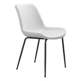 Set of 2 Modern White & Black Faux Leather Dining Chairs with Ergonomic Comfort Design