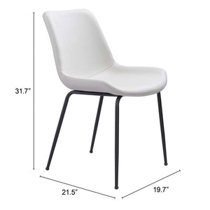 Homeroots Set Of Two White And Black Upholstered Faux Leather Dining Side Chairs  Metal 394699