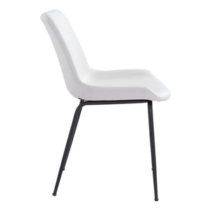 HomeRoots Set of Two Stylish White & Black Faux Leather Dining Chairs with Ergonomic Design & Steel Base 394699