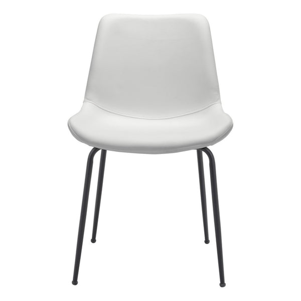 HomeRoots Set of Two Stylish White & Black Faux Leather Dining Chairs with Ergonomic Design & Steel Base 394699
