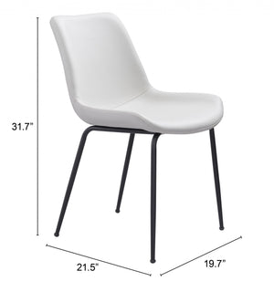 Homeroots Set Of Two White And Black Upholstered Faux Leather Dining Side Chairs  Metal 394699