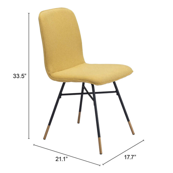 Homeroots Set Of Two Yellow And Black Upholstered Fabric Dining Side Chairs  Metal 394700