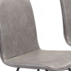 Homeroots Set Of Two Gray And Black Upholstered Faux Leather Dining Side Chairs  Metal 394702