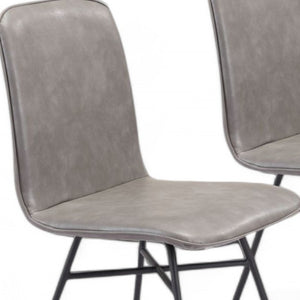 Homeroots Set Of Two Gray And Black Upholstered Faux Leather Dining Side Chairs  Metal 394702