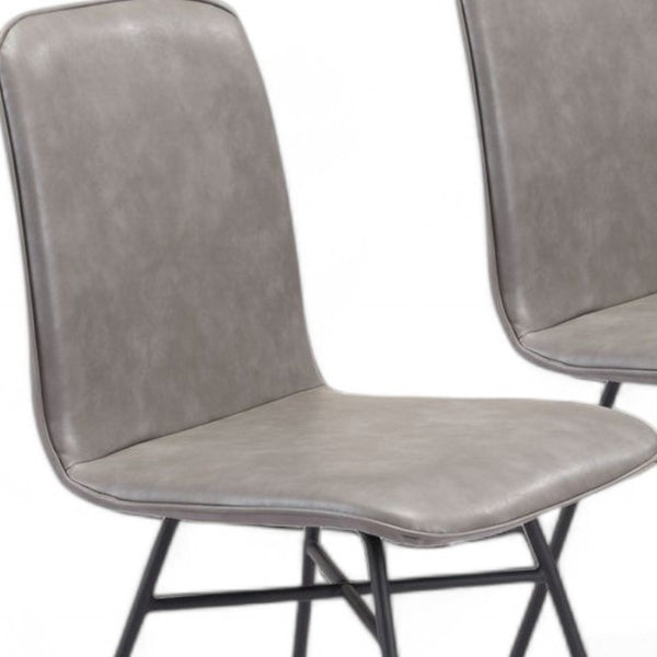 Homeroots Set Of Two Gray And Black Upholstered Faux Leather Dining Side Chairs  Metal 394702