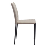 Homeroots Set Of Two Beige And Black Upholstered Fabric Dining Side Chairs  Metal 394704