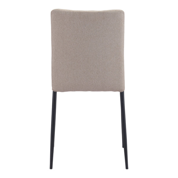 Homeroots Set Of Two Beige And Black Upholstered Fabric Dining Side Chairs  Metal 394704