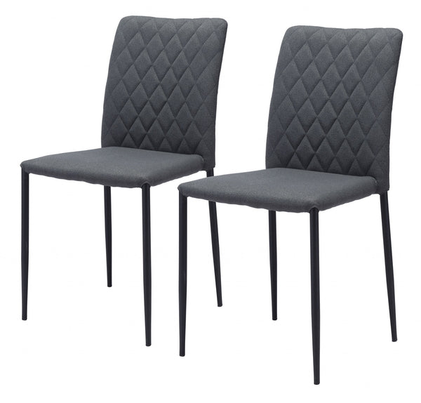 Homeroots Set Of Two Gray And Black Upholstered Fabric Dining Side Chairs  Metal 394705