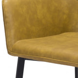 Homeroots Set Of Two Yellow And Black Upholstered Faux Leather Dining Arm Chairs  Metal 394707