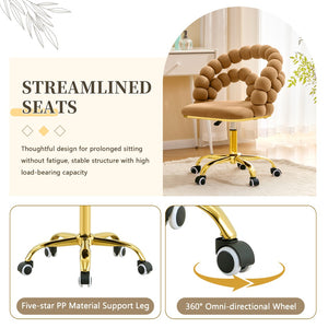 English Elm Velvet Bubble Back Swivel Vanity Chair with Gold Base for Bedroom Makeup Room W3875P446135