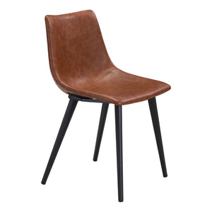 HomeRoots Set of Two Vintage Faux Leather Dining Chairs - Modern Industrial Style for Comfort & Versatility 394710