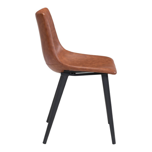 HomeRoots Set of Two Vintage Faux Leather Dining Chairs - Modern Industrial Style for Comfort & Versatility 394710